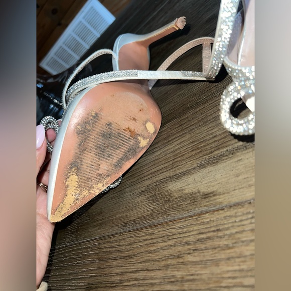 Lulu’s Lullie Ivory Satin Rhinestone Ankle Strap Pointed-Toe Pumps Size 8 - Picture 5 of 6